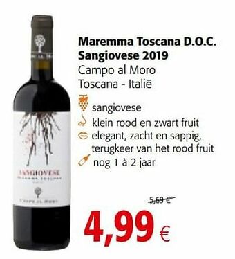 Colruyt Maremma toscana d.o.c. sangiovese 2019 campo al moro toscana - italië aanbieding