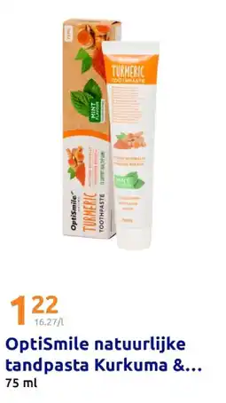 Action OptiSmile natuurlijke tandpasta Kurkuma & Mint aanbieding