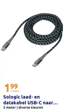 Action Sologic laad- en datakabel USB-C naar USB-C aanbieding