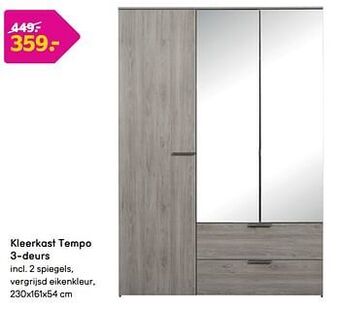 Leen Bakker Kleerkast tempo 3-deurs aanbieding