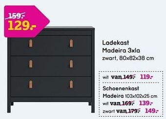 Leen Bakker Ladekast madeira 3xla aanbieding