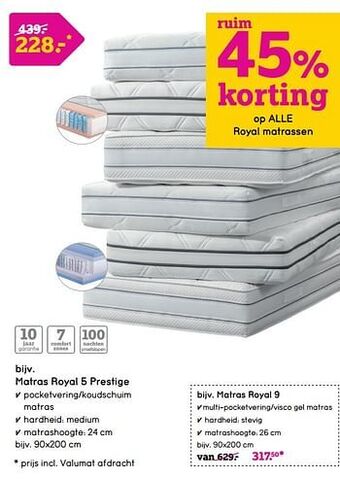 Leen Bakker Matras royal 5 prestige aanbieding
