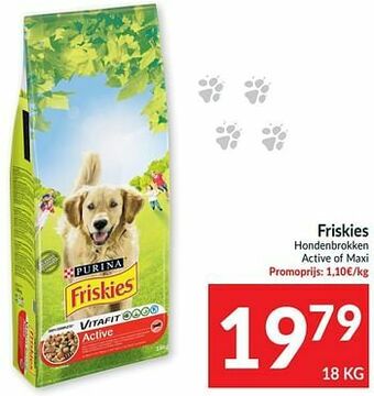 Intermarché Friskies hondenbrokken active of maxi aanbieding