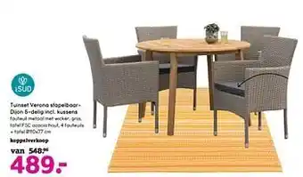 Leen Bakker Tuinset verona stapelbaardijon 5-delig incl. kussens aanbieding