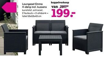 Leen Bakker Loungeset emma 4-delig incl. kussens aanbieding