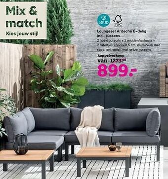 Leen Bakker Loungeset ardeche 6-delig incl. kussens aanbieding