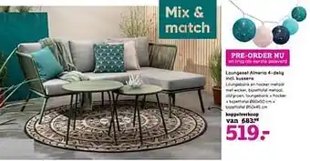 Leen Bakker Loungeset almeria 4-delig incl. kussens aanbieding