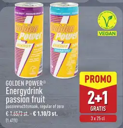ALDI Golden Power Energydrink Passion Fruit aanbieding