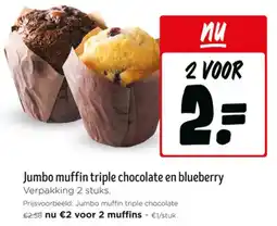 Jumbo Jumbo muffin triple chocolate en blueberry aanbieding