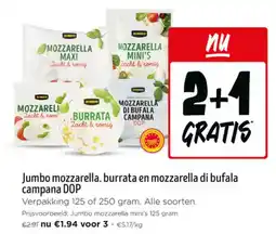 Jumbo Jumbo mozzarella. burrata en mozzarella di bufala campana DOP aanbieding