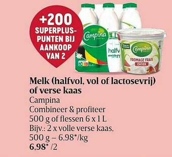 Delhaize Melk Of Verse Kaas Campina aanbieding