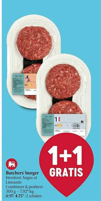 Delhaize Butchers Burger aanbieding