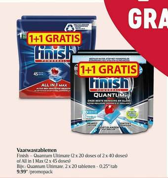 Delhaize Vaatwastabletten Finish aanbieding