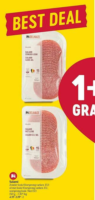 Delhaize Salami aanbieding
