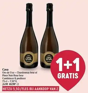 Delhaize Cava oro de uva - chardonnay brut of pinot noir rosé brut aanbieding