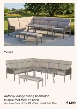 Europoint Antonio lounge dining hoeksalon twinkle met tafel en bank aanbieding