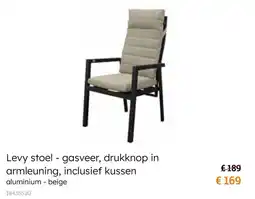 Europoint Levy stoel gasveer drukknop in armleuning inclusief kussen aanbieding