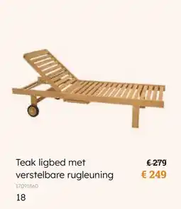 Europoint Teak ligbed met verstelbare rugleuning aanbieding