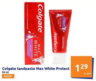 Action Colgate tandpasta Max White Protect 50ml aanbieding