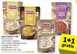 Albert Heijn Unox soep in zak aanbieding