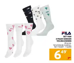 Trafic Fila set van 3 paar sokken volwassenen aanbieding