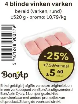 Bon Ap 4 blinde vinken varken aanbieding