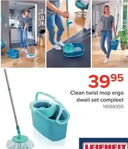 Euroshop Leifheit Clean twist mop ergo dweil set compleet aanbieding