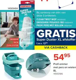 Euroshop Leifheit Profi emmer met pers en wielen aanbieding