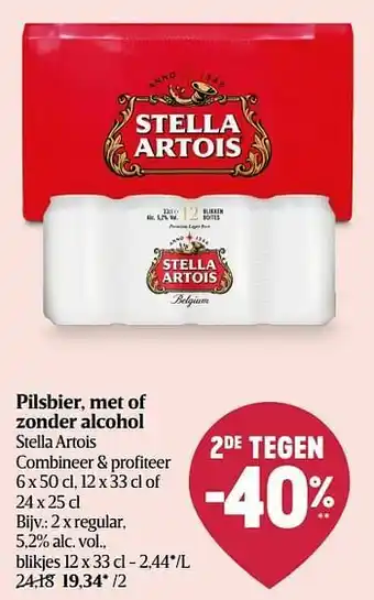 Pilsbier met of zonder alcohol stella artois regular