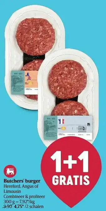 Delhaize Butchers` burger hereford angus of limousin aanbieding