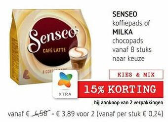 Spar Colruyt Senseo koffiepads of milka chocopads aanbieding