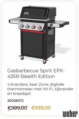 Europoint Weber Gasbarbecue Spirit EPX- 435R Stealth Edition aanbieding