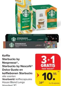Carrefour Koffie Starbucks by Nespresso, Starbucks by Nescafé Dolce Gusto en koffiebonen Starbucks aanbieding