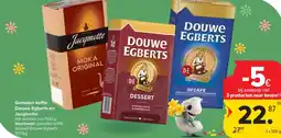 Carrefour Gemalen koffie Douwe Egberts en Jacqmotte aanbieding