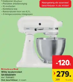 Carrefour KitchenAid Witte keukenrobot 5K45SSEWH aanbieding