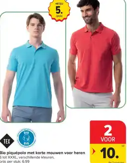 Carrefour Bio piquépolo met korte mouwen voor heren aanbieding