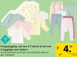 Carrefour Cargojogging, set van 2 T-shirts of set van 2 leggings voor baby's aanbieding