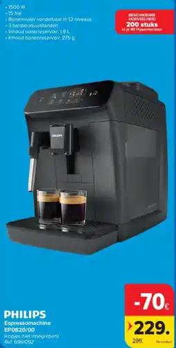 Carrefour Philips Espressomachine EP0820/00 aanbieding