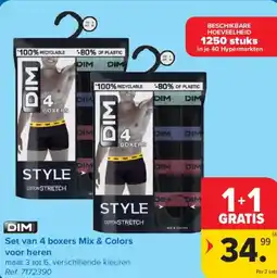 Carrefour DIM Set van 4 boxers Mix & Colors voor heren aanbieding