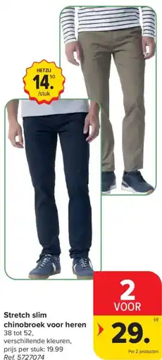 Carrefour Stretch slim chinobroek voor heren aanbieding