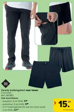 Carrefour Zwarte trekkingshort voor heren aanbieding