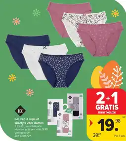 Carrefour Set van 3 slips of shorty's voor dames aanbieding