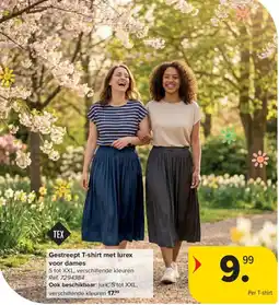 Carrefour Gestreept T-shirt met lurex voor dames aanbieding