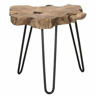 Leen Bakker Bijzettafel Kanton - naturel/zwart - 46x50 cm - Leen Bakker aanbieding