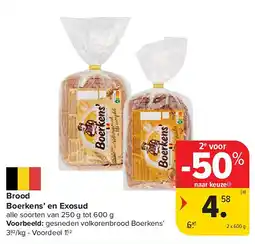 Carrefour Brood Boerkens’ en Exosud aanbieding