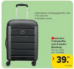 Carrefour Trolleykoffer met 4 wielen Binalong aanbieding