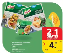 Carrefour Warme sauzen of kruidenen groentemix Knorr aanbieding