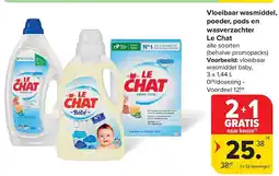 Carrefour Vloeibaar wasmiddel, poeder, pods en wasverzachter Le Chat aanbieding