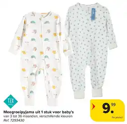 Carrefour Meegroeipyjama uit 1 stuk voor baby’s aanbieding