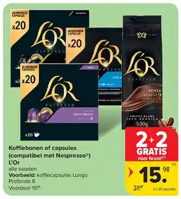 Carrefour Koffiebonen of capsules (compatibel met Nespresso ) L’Or aanbieding